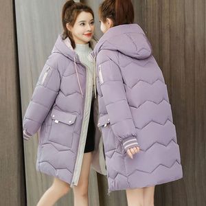 Qnpqyx Winter Women Parkas Long Down Cotton Coats Koreaanse winddichte student Dikke Parkas Vrouw Casual losse ritswarme jassen Warme jassen