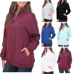 Qnpqyx vrouwen herfst fleece hoodie sherpa truien sweatshirt oversized v-hals rits truien lange mouwen tops 5 kleuren
