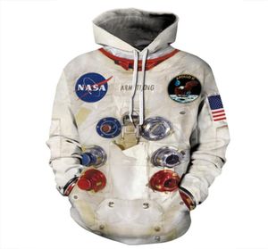 QNPQYX Women Man Winter Streetwear Hoodies Tops 3D Astronaut Space Suit Pullover Sweatshirt Terror Pocket Outsars Warme Hoodies2764639
