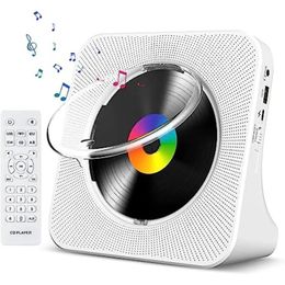 Qoosea Reproductor de CD portátil de escritorio Bluetooth para el hogar con temporizador Altavoces HiFi incorporados con pantalla LCD Boombox Radio FM 240113