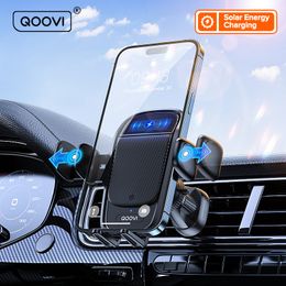 QOOVI Auto Telefoon Houder Stand Solor Energie Opladen Infrarood Sensor Telefoon Stand Air Vent Mount Voor iPhone Samsung Xiaomi Poco F3