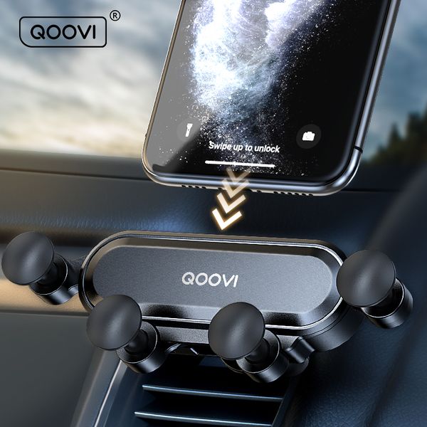 QOOVI Gravity Phone Holder Stand Pour Car Air Vent Mount No Magnetic Mobile Phone Holder Support GPS Pour iPhone 14 Xiaomi Samsung