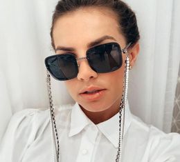 QPeClou 2019 mode Unique métal carré femmes Vintage marque Designer lunettes de soleil hommes envoyé sans chaîne 9649549
