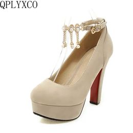 Qplyxco 2017 Nouvelle vente sweet mode grande taille petite taille 31-47 femmes chaussures hautes talons dame printemps automne pompes fête des chaussures de mariage t-2