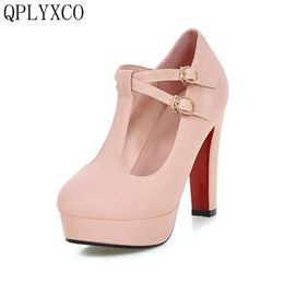 Qplyxco 2017 vente new sweet big size 32-43 femmes hauts talons dames fashion pompes ronde toe fête dance wedding chaussures a11