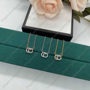 QQ5X hanger kettingen Designer ketting Volledige diamant drie zilveren slijtage dames g sieraden verloving cadeau