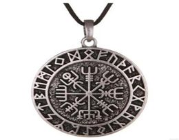 QQ7 Noordse symbool Talisman Pendant Men Retro Nordic Viking Compass Double Necklace271A3193279