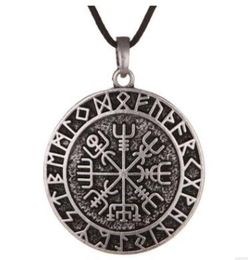 QQ7 Noordse symbool Talisman Pendant Men Retro Nordic Viking Compass Double Necklace4651457