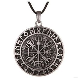 QQ7 símbolo nórdico talismán colgante hombres Retro nórdico vikingo brújula doble collar 3281