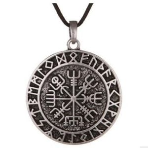 QQ7 Noordse symbool Talisman Pendant Men Retro Nordic Viking Compass Double ketting2074