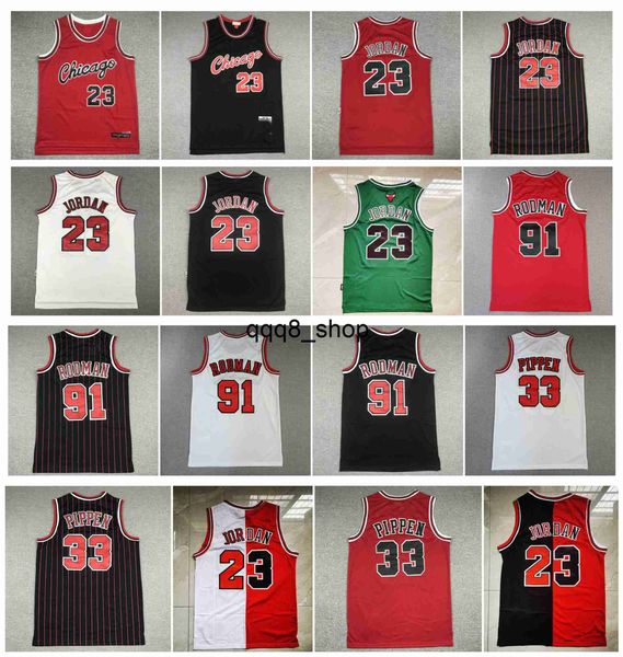 qq8 23 Michael Jor dan Bull Scottie Pippen Basketball Jersey Chicagos Dennis Rodman Mitchell et Ness Throwback Rouge Blanc Noir Taille S-XXL