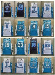 qq8 North Carolina Tar Heels Vince Carter Cole Anthony 23 Michael Jor dan Basketball Jerseys Zwart Wit Blauw Maat S-XXL