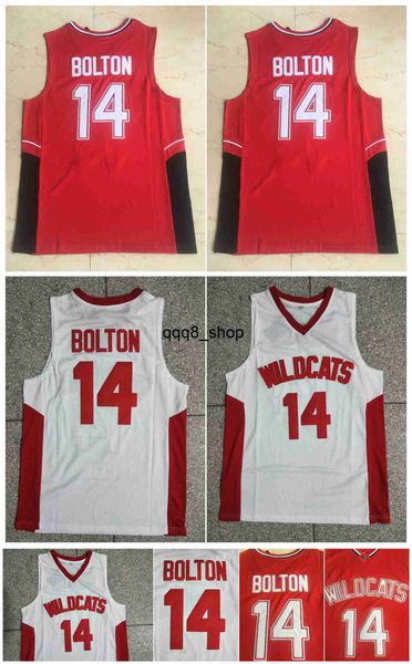 qq8 Troy Bolton # 14 High School Wildcats NCAA College Basketball Jerseys Crestwood High School Knights Blanco Rojo Tamaño S-XXL