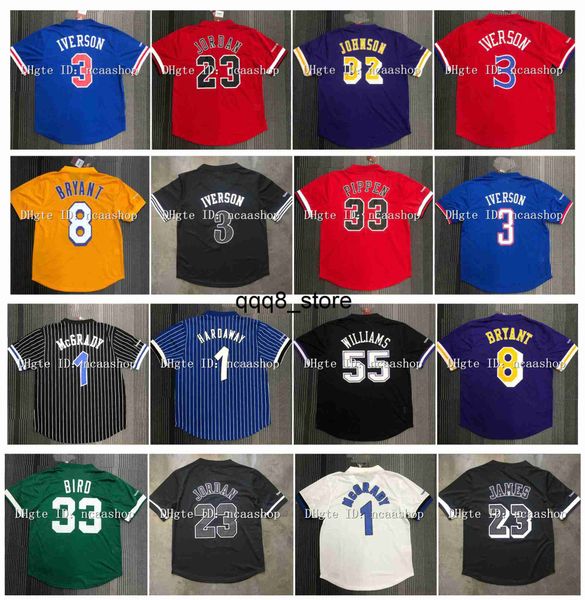 qq88 Mitchell et Ness Allen 3 Iverson Basketball Jersey TShirt Bryant 32 Magic Johnson Tracy 1 McGrady Penny 1 Hardaway 33 Bird 23 Michael Scottie 33 Pippen James Will