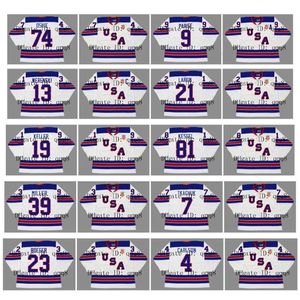 QQQ8 2010 2014 2016 Vintage Team USA Jersey 74 TJ Oshie 88 Patrick Kane 9 Zach Parise 13 Werenski 21 Dylan Larkin 8 Joe Pavelski White Custom Custom