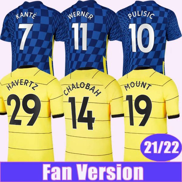 Qqq8 21 22 Kante Giroud Lukaku Maillots de football pour hommes Pulisic Kovacic Ziyech Accueil Bleu Chemise de football Lampard Jorginho Manches courtes Adulte