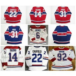 qqq8 22 Chandail de hockey Cole Caufield Nick Suzuki Carey Price Josh Anderson Ben Chiarot Shea Weber Brendan Gallagher Jonathan Drouin Tyler Pitlick