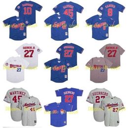 qqq8 Air01 Buffalo Bisons Montreal Expos Jersey 27 Vladimir Guerrero 8 Gary Carter 10 Andre Dawso 45 Pedro Martinez Azul Gris Blanco Gary Carter