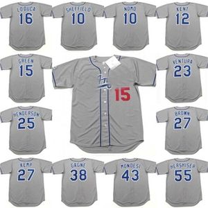 qqq8 Air01 Vintage LA Maillots 55 OREL HERSHISER 34 Fernando Valenzuela 32 Sandy Koufax 6 STEVE GARVEY 23 KIRK GIBSON 16 HIDEO NOMO 10 CEY Blanc Gris