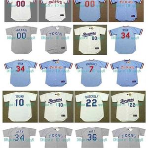 QQQ8 AIR01 Vintage Texas Jerseys 7 Ivan Rodriguez Nolan Ryan 10 Sundberg Michael Young 29 Adrian Beltre 28 Bert Blyleeven 33 Frank Howard Retro Baseball