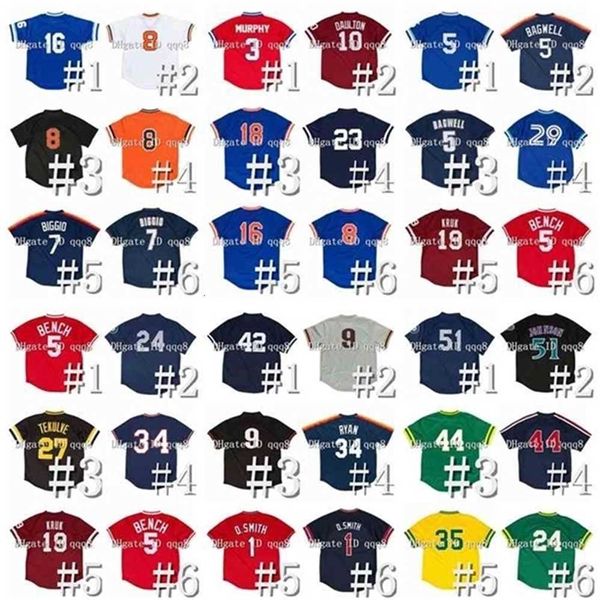 Qqq8 Air01 Maillot de baseball vintage en maille Ken Griffey Jr Dale Murphy Reggie Jackson Don Mattingly Kirk Gibson Jeff Bagwell Alan Trammell