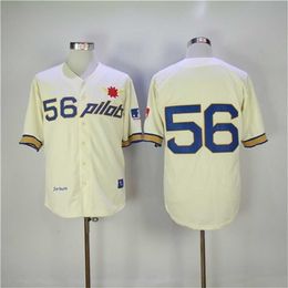 qqq8 C202 1969 Seattle Pilots Jim Bouton Baseball Jersey Rétro Crème 56 Jim Bouton Chemises Vintage Pas Cher Cousu Maillots