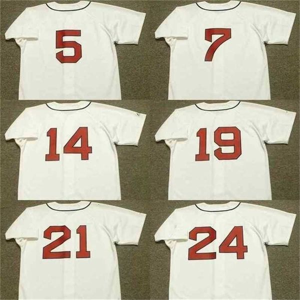 qqq8 C202 hommes 5 LOU BOUDREAU 7 AL ROSEN 14 LARRY DOBY 19 BOB FELLER 29 SATCHEL PAIGE 21 BOB LEMON 24 TÔT Baseball Jersey