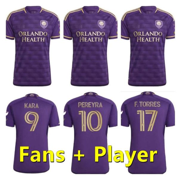 Qqq8 MLS Orlando City Soccer Jerseys 2023 2024 Kara Pereyra Ojeda F.torres Chemise de football Uniformes Top Fans Player Version
