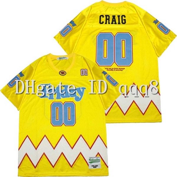 qqq8 Calidad superior 1 HHIGH SCHOOL FRIDAY'S #0 CRAIG Jersey Amarillo 100% Costura Camiseta de fútbol americano Tamaño S-XXXL