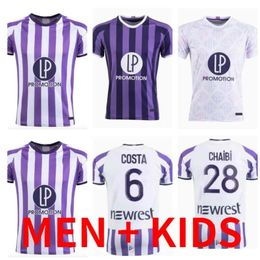 Qqq8 Toulouse Soccer Jerseys Dallinga Home Away Maillot de Foot 2023 2024 Hommes Kits Football Shirts Uniformes Abukhlhl Onaiwu Chaibi Genreau