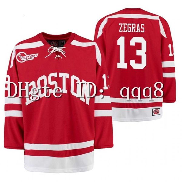 qqq8 Trevor Zegras University College Hockey Jersey Rouge Accueil Taille S-XXXL
