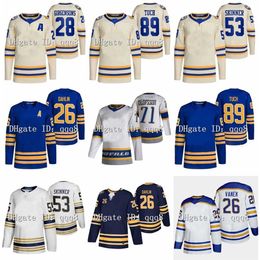 QQQ8 Victor Olofsson Hockey Jersey 2022 Heritage Classic Rasmus Dahlin Alex Tuch Jeff Skinner Ukko-Pekka Luukkonen Cody Eakin Owen Power Tage