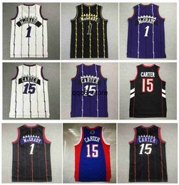 qqq8 Vince Carter Raptorses Basketball Jersey Torontos Tracy Mcgrady Mitchell et Ness Throwback Maillots Violet Blanc Noir Taille S-XXL