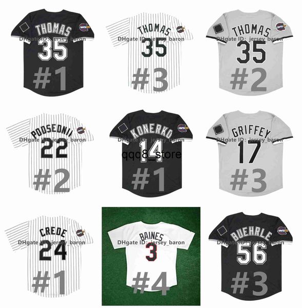 qqq8 Vintage 2005 World Series Frank Thomas Baseball Jersey Paul Konerko Ken Griffey Jr. Juan Uribe Bo Jackson Juan Uribe Jermaine Dye Mark Buehrle Ozzie Guillen Fisk