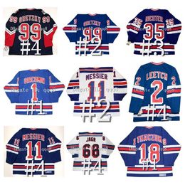 qqq8 Vintage Wayne Gretzky Jersey de hockey Brian Leetch Mark Messier Jaromir Jagr Mike Richter James Patrick Ron Greschner ROD GILBERT Adam Graves