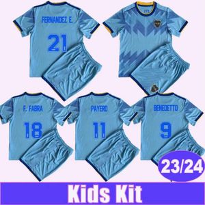 Qqq82023 24 Boca Juniors Oscar Payero voetbalshirts voor kinderen Villa F.fabra Fernandez E. Varela 3e blauwe kinderpak voetbalshirts