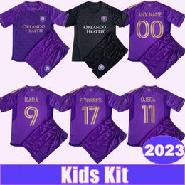 Qqq82023 Orlando City SC Kara Kids Kit Maillots de football Pereyra Ojeda Jansson Enrique F. Torres Angulo Accueil Gardien de but blanc Costume pour enfants