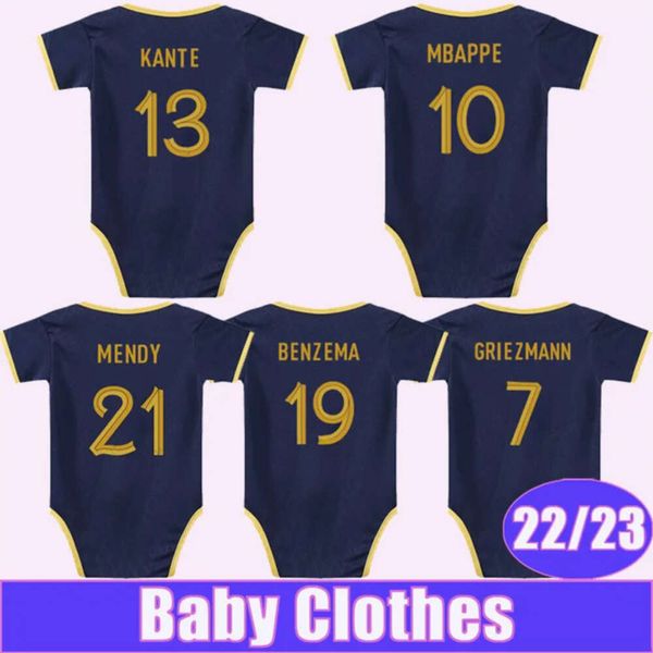 Qqq822 23 Mbappe Giroud Griezmann Ropa de bebé Camisetas de fútbol Kante Benzema Dembele Inicio Camisetas de fútbol de zafiro