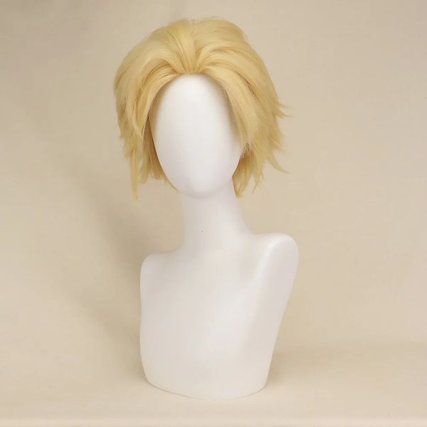 QQXCAIW CORLY MEN COSPlay Cosplay Blonde 35 cm Synthétique Pernues de cheveux 240412