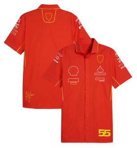 QSAX Men's Polos F1 2024 T-shirt Team New Formule 1 Racing Mens Polo T-shirts T-shirt Motorsport n ° 16 et n ° 55 T-shirt Red Fans Shirts Jersey