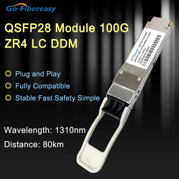 QSFP28 100G 80 km Module optique ZR4 100GBASE-ZR4 1310 NM LWDM LC DDM DDM Fiber Optic Transmetteur pour l'interrupteur à fibre à grande vitesse à haute vitesse