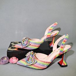 QSGFC Rainbow Color Pointed Wine Glass Heel Design Dames schoenen Dual-use dames bruiloftsfeestjes 240423