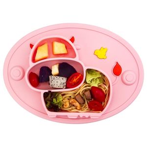QShare Baby Siliconen Plaat Servies Kinderen Voeding Feeding Container Placemat Zuigelingen Zuighoek LJ201221