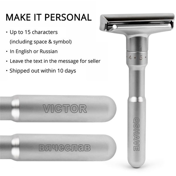 Maquinilla de afeitar de seguridad ajustable QSHAVE, afeitadora clásica de doble filo para hombre, afeitadora de eliminación de archivos 1-6 con 5 cuchillas, personalizable 220708