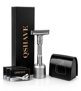 QSHAVE – kit de rasoir de sécurité réglable Men039s, support de kit de rasage, étui jetable pour lame de rasoir, ensemble de 15 lames, 2201121582896