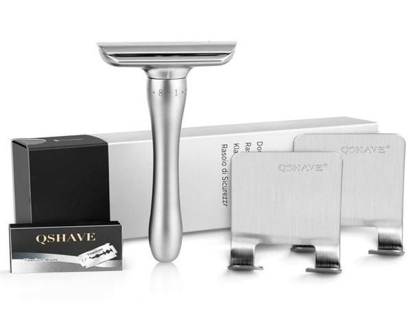 Maquinilla de afeitar de seguridad ajustable QShave con cubierta magnética 1 maquinilla de afeitar 2 porta maquinilla de afeitar 5 cuchillas 2203016602371
