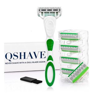 QSHave Green Series 5 Couche X5 Blade Femmes Bikini Ag jambe Épilation du rasoir Valentin Gift 240411