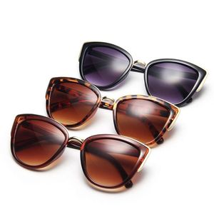 QSKY personnalité mode Cool Designer classique en plastique oeil de chat cadre imprimé léopard couleur conduite Uv400 nuances lunettes de soleil