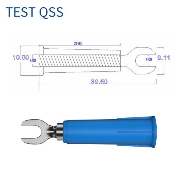 QSS 10PCS 4 mm Fork Fork Spade U-Type Connecteur Electrical Crimp Terminal y Spade Bouch Copper Banana Banana 4 mm Q.20018