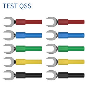 QSS 10 stks 8 mm geïsoleerde vork schade U-type draadconnector elektrische krimpkleding y spade plug koper bananencocket 4 mm q.20017